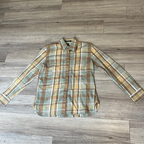 Lauren Ralph Lauren Plaid Flannel Button-Up Green Fall Winter Workwear Festival - Picture 2 of 10